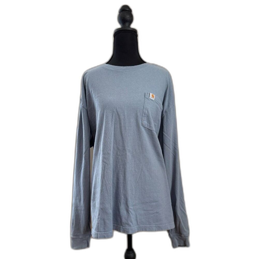 Men's XL Blue Carhartt Long Sleeve T-Shirt 100% Cotton